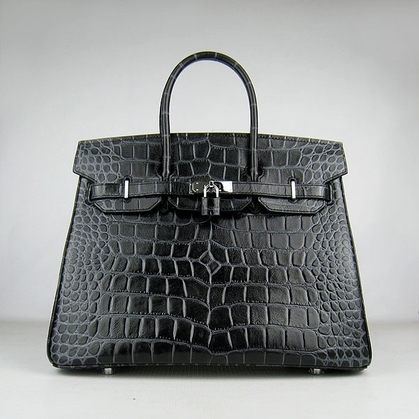 High Quality Fake Hermes Birkin 35CM Togo Veins Leather Bag Black 6089 - Click Image to Close